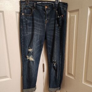 Old Navy Distressed Dark Blue Boyfriend Jeans